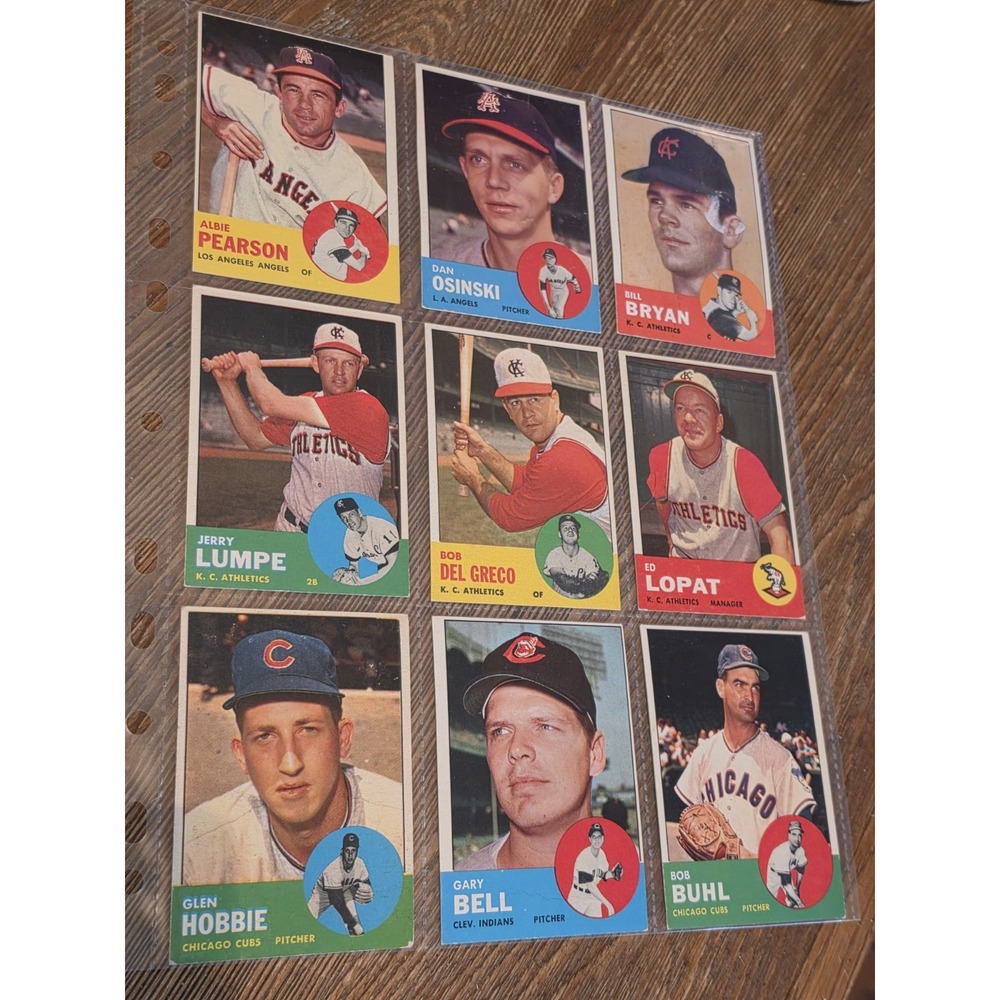 Vintage 1963 Topps Baseball Cards Sheet Of 9
